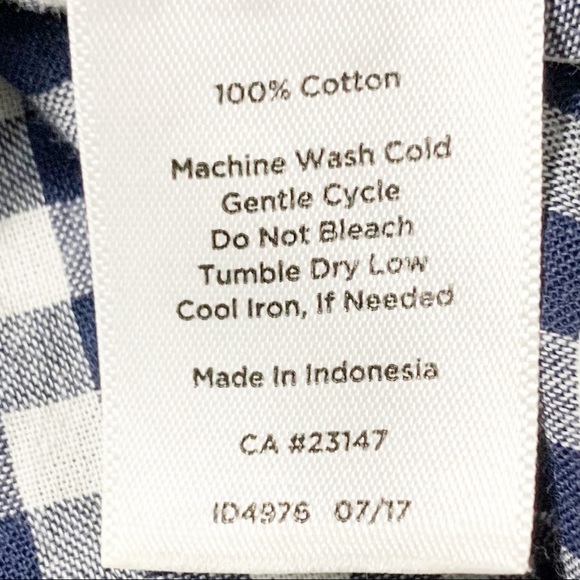 Talbots Petites Gingham Peasant Style Blouse with Tiered Bell Sleeves Embroidery - Picture 12 of 12